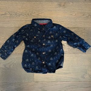 Baby gap navy boys dress shirt 18-24M brand new